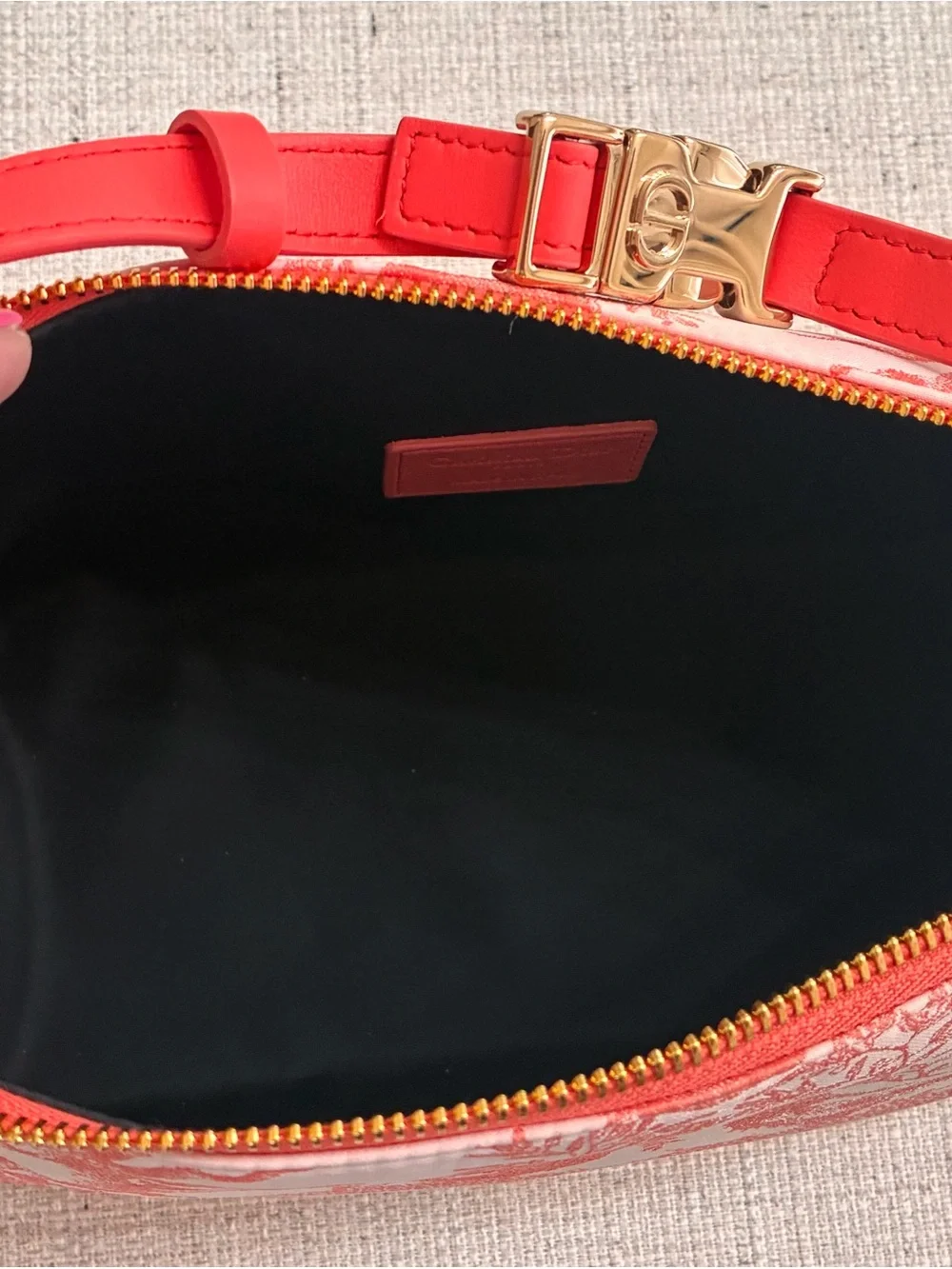 Dior Coral Toile Canvas Cosmetic Pouch/Bag